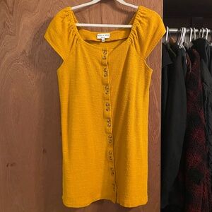 Madewell Texture & Thread Mustard Yellow Button-Front Dress